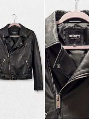 Barneys New York Black Leather Jacket